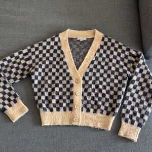 J. Crew Women's Checkered Cardigan - Blue and Beige